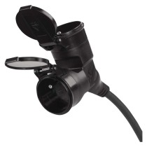Przedłużacz ogrodowy 15 m / 2 gniazda / czarny / guma / 230 V / 1,5 mm2