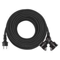 Przedłużacz ogrodowy 20 m / 2 gniazda / czarny / guma / 230 V / 1,5 mm2