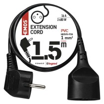 Prodlužovací kabel 1,5 m / 1 zásuvka / černý / PVC / 1 mm2