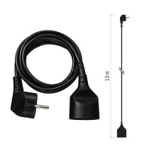Prodlužovací kabel 1,5 m / 1 zásuvka / černý / PVC / 1 mm2