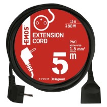 Prodlužovací kabel 5 m / 1 zásuvka / černý / PVC / 1,5 mm2