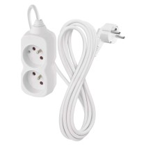 Prodlužovací kabel 3 m / 2 zásuvka / bílý / PVC / 1 mm2