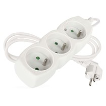 Prodlužovací kabel 1,5 m / 3 zásuvky / bílý / PVC / 1 mm2