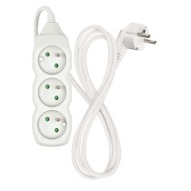 Prodlužovací kabel 1,5 m / 3 zásuvky / bílý / PVC / 1 mm2