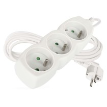 Predlžovací kábel 3 m / 3 zásuvky / biely / PVC / 1 mm2
