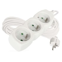 Przedłużacz 7 m / 3 gniazda / biały / PVC / 1,5 mm2