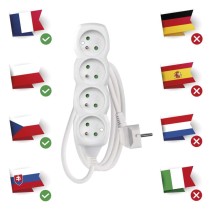 Prodlužovací kabel 1,5 m / 4 zásuvky / bílý / PVC / 1 mm2