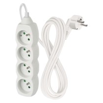 Prodlužovací kabel 3 m / 4 zásuvky / bílý / PVC / 1 mm2