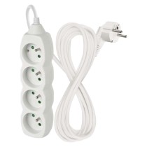 Predlžovací kábel 5 m / 4 zásuvky / biely / PVC / 1,5 mm2