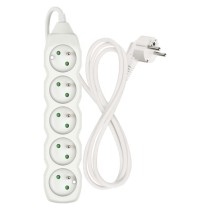 Przedłużacz 1,5 m / 5 gniazd / biały / PVC / 1 mm2
