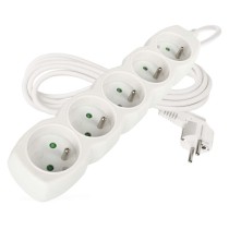 Predlžovací kábel 3 m / 5 zásuviek / biely / PVC / 1 mm2