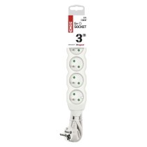 Przedłużacz 3 m / 5 gniazd / biały / PVC / 1 mm2