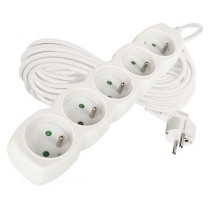 Prodlužovací kabel 10 m / 5 zásuvek / bílý / PVC / 1,5 mm2