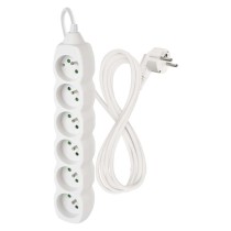 Predlžovací kábel 2 m / 6 zásuviek / biely / PVC / 1 mm2