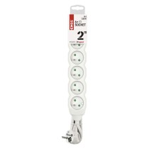 Predlžovací kábel 2 m / 6 zásuviek / biely / PVC / 1 mm2