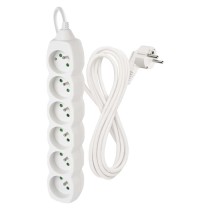 Przedłużacz 3 m / 6 gniazd / biały / PVC / 1 mm2
