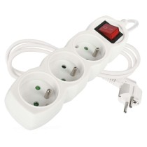 Prodlužovací kabel 1,2 m / 3 zásuvky / s vypínačem / bílý / PVC / 1 mm2