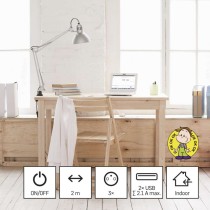 Prodlužovací kabel 2 m / 3 zásuvky / s vypínačem / bílý / PVC / s USB / 1,5 mm2