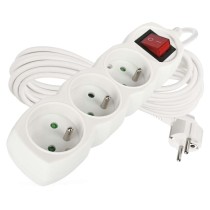 Prodlužovací kabel 7 m / 3 zásuvky / s vypínačem / bílý / PVC / 1 mm2