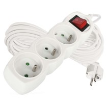 Prodlužovací kabel 10 m / 3 zásuvky / s vypínačem / bílý / PVC / 1,5 mm2