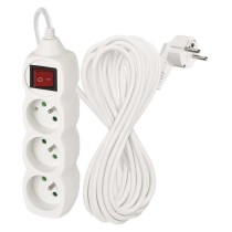 Prodlužovací kabel 10 m / 3 zásuvky / s vypínačem / bílý / PVC / 1,5 mm2