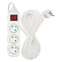 Prodlužovací kabel 10 m / 3 zásuvky / s vypínačem / bílý / PVC / 1,5 mm2