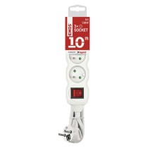 Prodlužovací kabel 10 m / 3 zásuvky / s vypínačem / bílý / PVC / 1,5 mm2