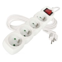 Prodlužovací kabel 3 m / 4 zásuvky / s vypínačem / bílý / PVC / 1 mm2