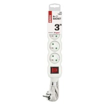 Prodlužovací kabel 3 m / 4 zásuvky / s vypínačem / bílý / PVC / 1 mm2