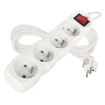 Predlžovací kábel 5 m / 4 zásuvky / s vypínačom / biely / PVC / 1,5 mm2