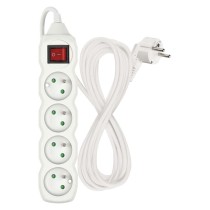Predlžovací kábel 5 m / 4 zásuvky / s vypínačom / biely / PVC / 1,5 mm2