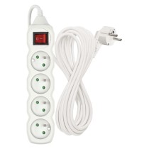 Predlžovací kábel 7 m / 4 zásuvky / s vypínačom / biely / PVC / 1,5 mm2