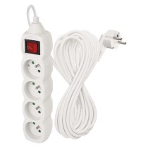 Predlžovací kábel 10 m / 4 zásuvky / s vypínačom / biely / PVC / 1 mm2