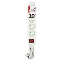 Predlžovací kábel 10 m / 4 zásuvky / s vypínačom / biely / PVC / 1 mm2