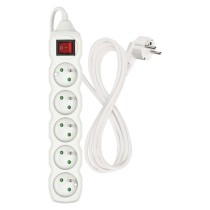 Predlžovací kábel 2 m / 5 zásuviek / s vypínačom / biely / PVC / 1 mm2