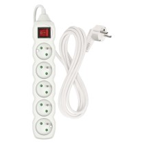 Prodlužovací kabel 3 m / 5 zásuvek / s vypínačem / bílý / PVC / 1 mm2