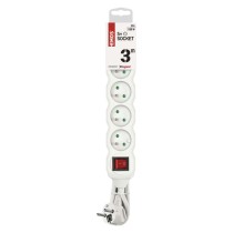 Prodlužovací kabel 3 m / 5 zásuvek / s vypínačem / bílý / PVC / 1 mm2