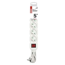 Prodlužovací kabel 5 m / 5 zásuvek / s vypínačem / bílý / PVC / 1 mm2
