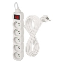 Prodlužovací kabel 7 m / 5 zásuvek / s vypínačem / bílý / PVC / 1 mm2