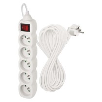 Prodlužovací kabel 10 m / 5 zásuvek / s vypínačem / bílý / PVC / 1 mm2