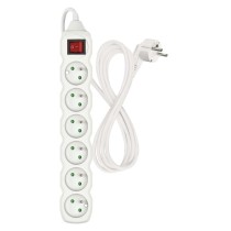 Predlžovací kábel 2 m / 6 zásuviek / s vypínačom / biely / PVC / 1 mm2