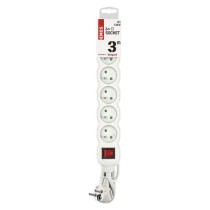 Przedłużacz 3 m / 6 gniazd / z wyłącznikiem / biały / PVC / 1 mm2