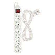 Prodlužovací kabel 5 m / 6 zásuvek / s vypínačem / bílý / PVC / 1,5 mm2