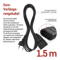 Verlängerungskabel – 1,5m, schwarz