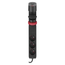 Przedłużacz 1,5 m/3 gniazda/przełącznik/uchwyt biurkowy/USB/czarny/PVC/1,5 mm2
