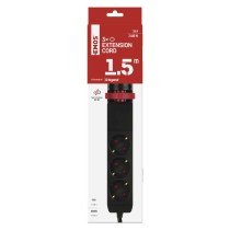 Verlängerungskabel 1,5m/3 Steckdosen/Schalter/Schreibtischmontage/USB/schwarz/PVC/1,5mm2 