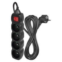 Prodlužovací kabel 5 m / 4 zásuvky / s vypínačem / černý / PVC / 1,5 mm2