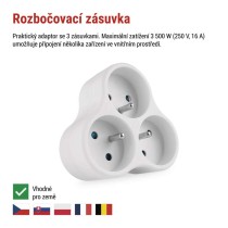 Rozbočovací zásuvka 3x kulatá, bílá