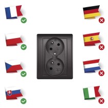 Gniazdo podwójne FRENCH IP20 antracyt