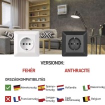 EMOS Csatalakozó aljzat SCHUKO, antracit